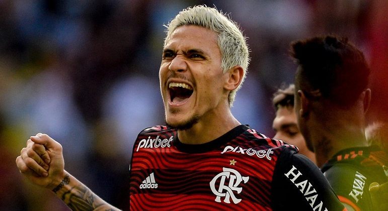 Atacante Pedro comemora gol sobre o Goiás, no Maracanã