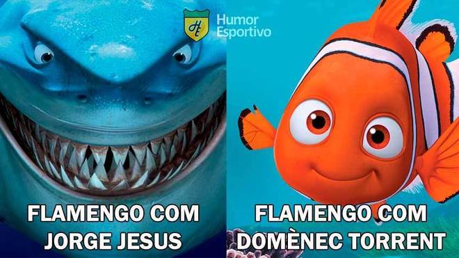 Flamengo sofre sua segunda derrota sob comando de Domenèc Torrent, vai para última lanterna do Brasileirão e rivais fazem memes com provocações. Veja na galeria!