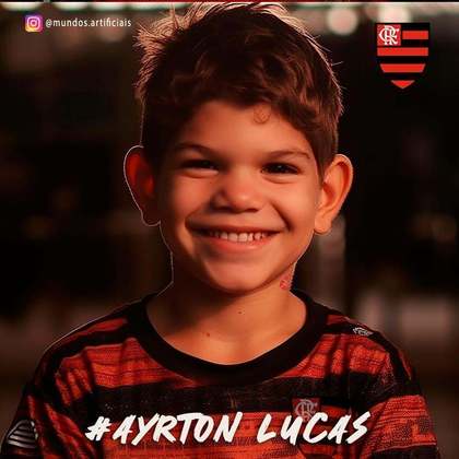 Flamengo: versão criança de  Ayrton Lucas, criada com auxílio de inteligência artificial.