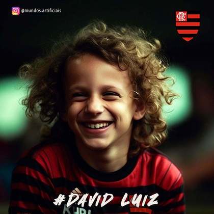 Flamengo: versão criança de David Luiz, criada com auxílio de inteligência artificial.