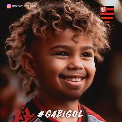 Flamengo: versão criança de Gabriel Barbosa, criada com auxílio de inteligência artificial.
