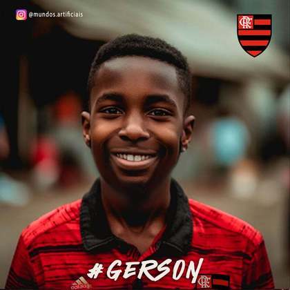 Flamengo: versão criança de Gerson, criada com auxílio de inteligência artificial.