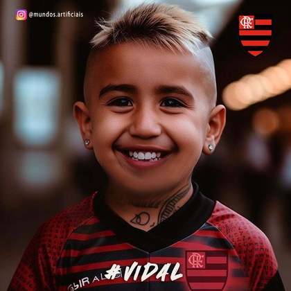 Flamengo: versão criança de Vidal, criada com auxílio de inteligência artificial.