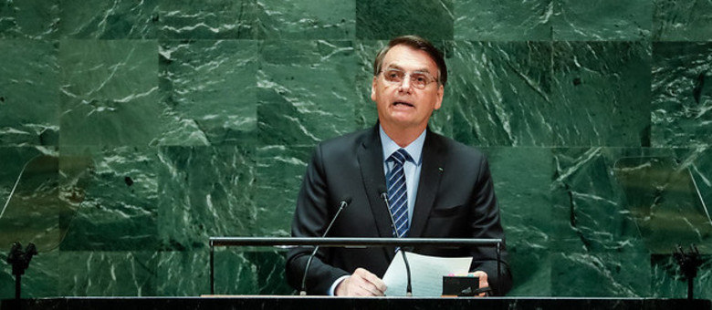 Presidente Jair Bolsonaro em discurso na Assembleia da ONU 
