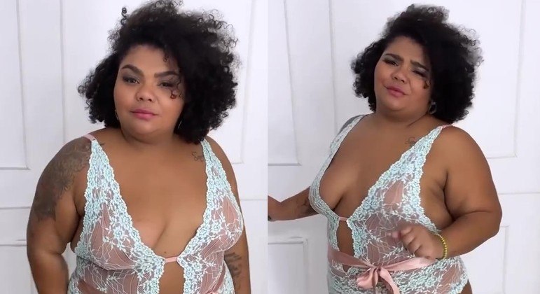 A modelo Flora Cruz apareceu de lingerie para rebater a crítica de um hater