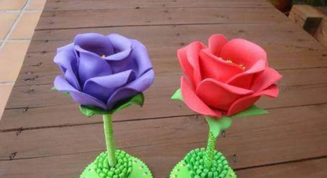 Flores de EVA com base verde