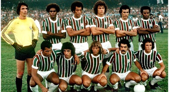 O Flu da estreia do "Reizinho": Renato, Pintinhho, Carlos Alberto, Edinho, Rubens Gálaxie e Rodrigues Neto (em pé); Gil, Cleber, Doval, Rivellino e Dirceuzinho.