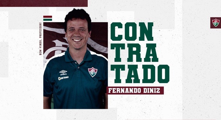 Arte de divulgação do retorno do técnico Fernando Diniz ao Fluminense
