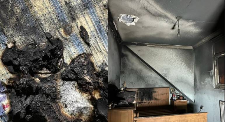 Imagens fortes: secador explode e causa incêndio em barbearia