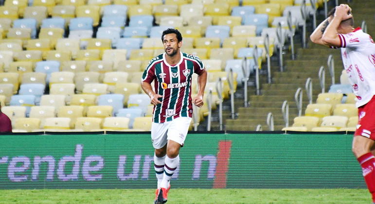 Fred durante partida do Fluminense e Vila Nova,  pelo Copa do Brasil