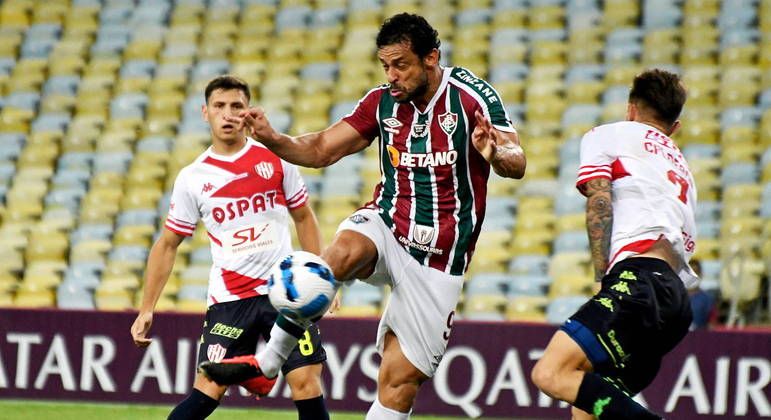 Fred durante a partida entre Fluminense e Unión de Santa Fe pela Sul-Americana