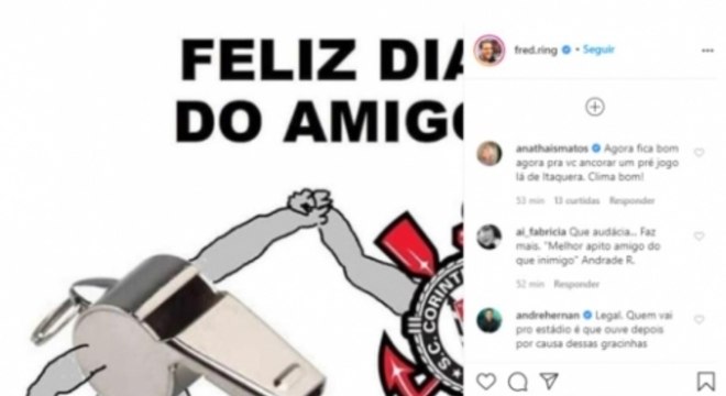 O 'apito amigo' do Corinthians. E a reação de Ana Thais e André Hernan