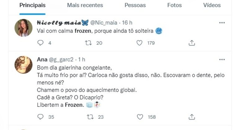Frio mobilizou os internautas, que não perderam a oportunidade de fazer piada
