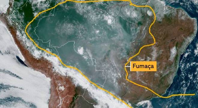 Fumaça na América do Sul em imagem de Satélite no dia 17 de setembro de 2019