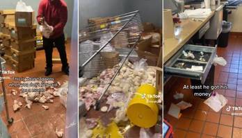 Vídeo mostra hora em que homem com salário atrasado destrói cozinha
 (Reprodução/TikTok/@itsrah26)