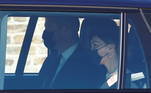 Príncipe William e a mulher, Kate Middleton, chegando à cerimônia