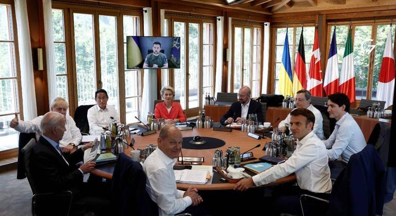 Em junho deste ano, líderes do G7 se reuniram com o presidente da Ucrânia, Volodmir Zelenski
