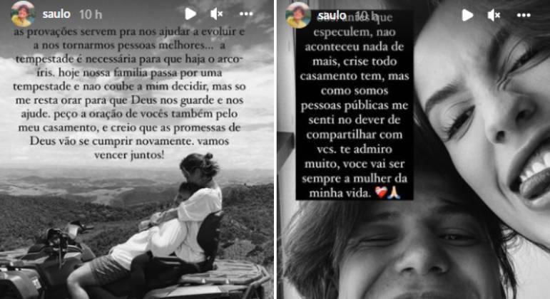 Saulo revela crise no casamento com Gabi Brandt: 'Peço orações'

