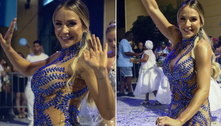 Gabi Martins ignora críticas e cai no samba em evento da Vila Isabel