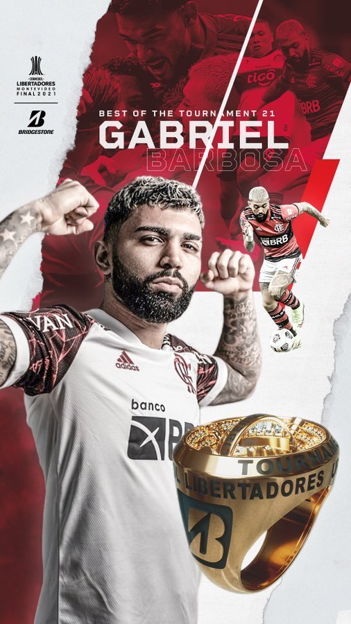 Gabigol foi o melhor jogador da Libertadores de 2021. Ganhou anel de diamante