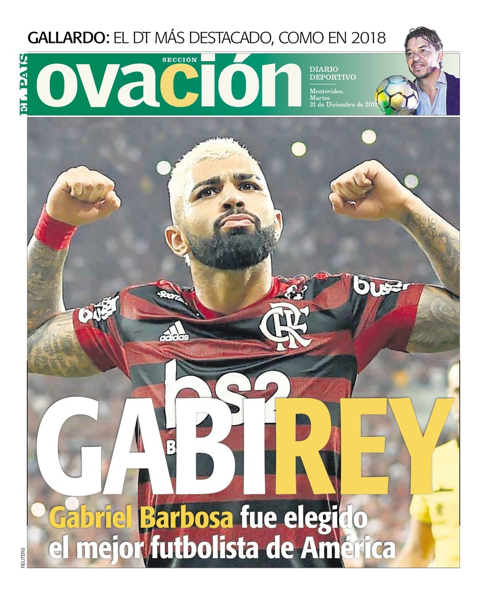 Gabigol estampou a capa do jornal El País, do Uruguai