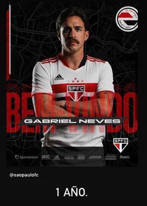 Gabriel Neves relembrou no seu Instagram sua contratação pelo São Paulo