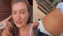 Gabriela Pugliesi exibe barriga de grávida e brinca: 'Vou parir já, já'