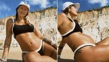 Gabriela, ex-Pugliesi, exibe barriga de grávida e se derrete por bebê: 'Nem chegou e já me ensina tanto'