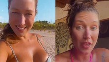 Grávida, Gabriela, ex-Pugliesi, diz que perdeu roupas: 'Peito não cabe mais em nenhum biquíni' 