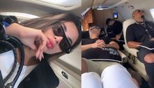 Gabriela Versiani viaja com Murilo Huff em jatinho para show em festival