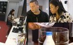 Eu nunca… fiz café na cafeteira!Fernanda Medrado quis aprender a preparar a bebida tradicional das manhãs e pediu ajuda a Thiago Servo e Alexandre Suita, que indicaram a quantidade de pó e de água que ela deveria usar. 'Qual é o seu gosto para café', questionou Suita, e Medrado respondeu: 'Gosto do café que você faz'. Então, o 'café à la Suita' foi preparado, com uma dose extra de pó para ficar mais forte!