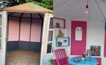Rhian Alwen Evans, do País de Gales, resolveu transformar seu velho galpão de jardim em um bar glamuroso para que ela pudesse relaxar e desfrutar de seu gin tônica naquele espaço. Ela compartilhou o resultado da empreitada em suas redes sociais