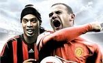 FIFA 08 - Pelo terceiro ano consecutivo, Ronaldinho Gaúcho e Wayne Rooney dividiam a capa global do Fifa