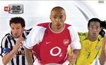 FIFA 2004 - A capa de 2004 foi a mesma em todo mundo, com os meias Ronaldinho Gaúcho (Brasil) e Alessandro Del Piero (Itália) e o atacante Thierry Henry (França)
