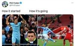 Nas redes sociais, o próprio Phil Foden, outro craque do Manchester City, relembrou os tempos de ball boy (gandula, em inglês)