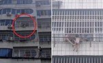 Um garotinha de 5 anos ficou pendurada pelo pescoço a cerca de 15 m do chão, em um prédio de Zaoyang, na China