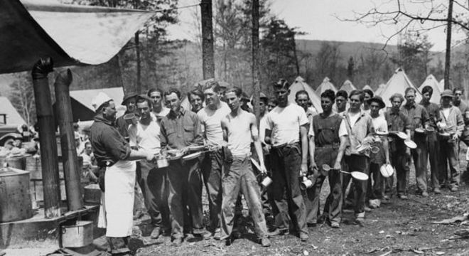 Durante a Grande Depressão da década de 1930, houve desabastecimento de comida