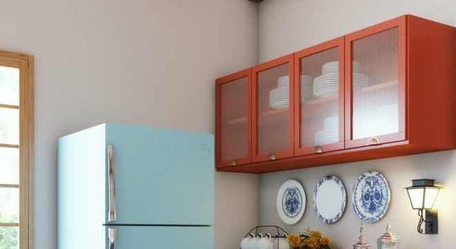 Geladeira retrô azul para cozinha pequena 