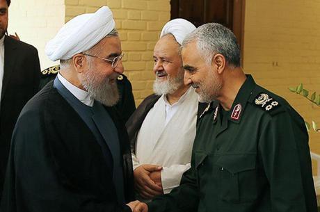 Presidente do Irã, Hassan Rohani, e general Soleimani