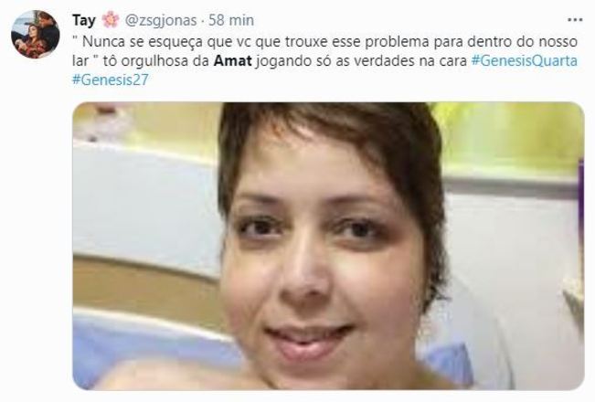 E depois da janta, a sobremesa de Amat ficou por conta de Terá. Ela alertou o marido sobre as consequências de sua decisão, jogando na cara mesmo. E é claro que a galera amou esse comentário!