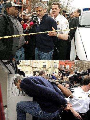 George Clooney - O ator foi preso em 2012 por invadir a embaixada do Sudão, nos EUA, em protesto contra a tirania do governo.  Um preso 