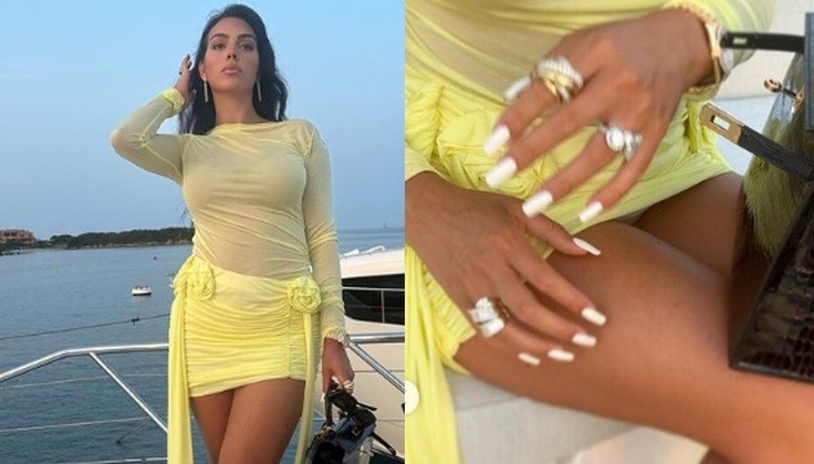 A modelo Georgina Rodriguez, mulher de Cristiano Ronaldo, tem o estilo marcado pela ostentação. Durante a viagem de férias que o casal fez com a família e amigos pela ilha da Sardenha, na Itália, a influenciadora enfeitou alguns looks básicos — e outros nem tanto assim — com acessórios caríssimos. A coleção de joias do casal é avaliada em 5,5 milhões de libras (o equivalente a mais de R$ 34 milhões, conforme a cotação atual), de acordo com um especialista entrevistado pelo jornal britânico The Sun; a seguir, veja algumas joias da luxuosa coleção de Georgina