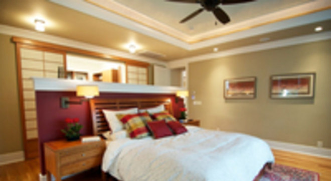 gesso acartonado - quarto de casal com sanca e maia parede feita em gesso