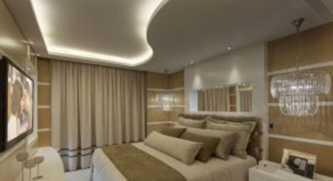 gesso acartonado - quarto de casal com sanca em curva