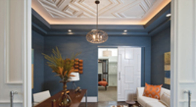 gesso acartonado - sala com teto rebaixado feito em gesso com iluminação