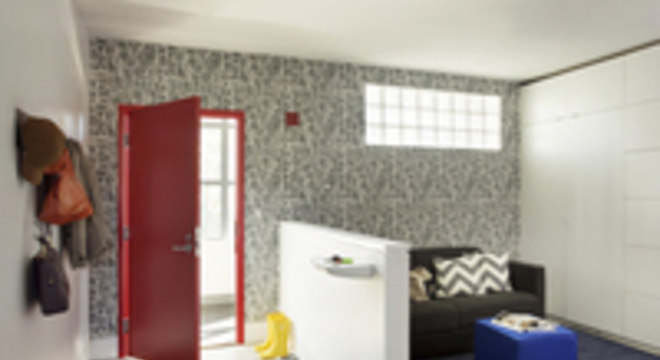 gesso acartonado - sala de estar com meia parede feita em gesso acartonado