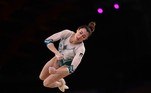 Italy's Vanessa Ferrari competes in the floor event of the artistic gymnastic women's qualification during the Tokyo 2020 Olympic Games at the Ariake Gymnastics Centre in Tokyo on July 25, 2021.

