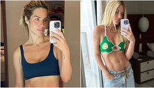 Giovanna Ewbank exibe barriga trincada ao montar looks com tops e peças de cintura baixa