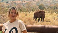 Giovanna Ewbank visita santuário de elefantes e critica caça e circos