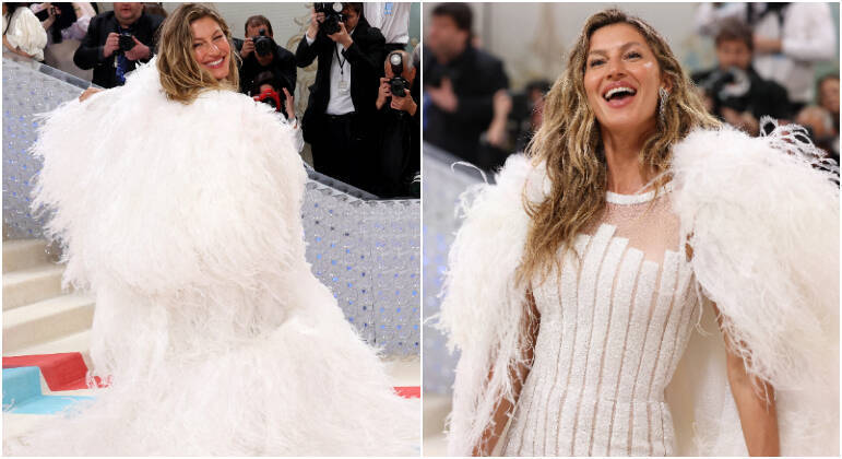 Gisele Bündchen chega sozinha, pela primeira vez, ao Met Gala.